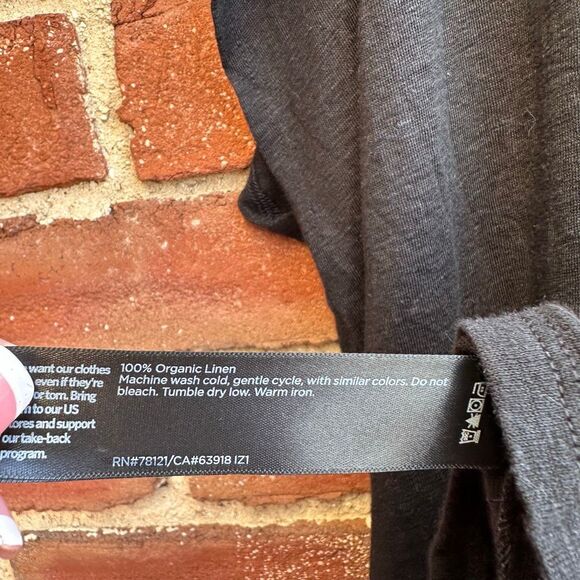 Eileen Fisher $118 Organic Linen Jersey V-Neck Boxy Tee black 2X NEW - Picture 9 of 11